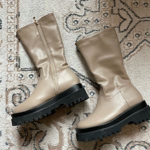 NEVER WORN platform mid calf boots